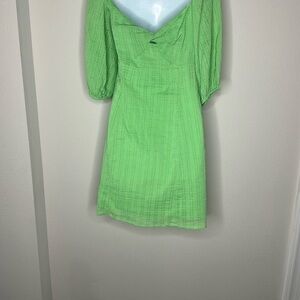 Billabong Green Smocked Sundress with Puff Sleeves